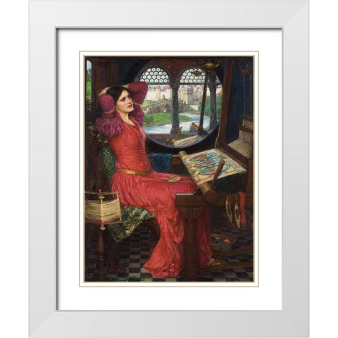 I am half-sick of shadows, said the lady of shalott White Modern Wood Framed Art Print with Double Matting by Waterhouse, John William