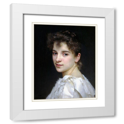 Gabrielle Cot White Modern Wood Framed Art Print with Double Matting by Bouguereau, William-Adolphe