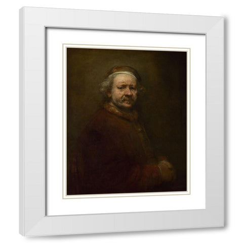 Self-Portrait at the Age of 63 White Modern Wood Framed Art Print with Double Matting by Rembrandt