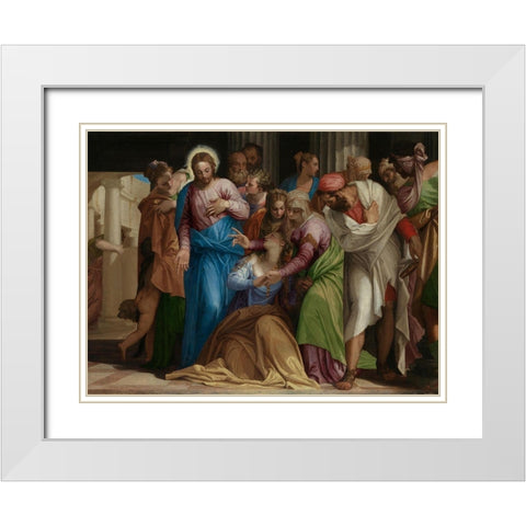 The Conversion of Mary Magdalene White Modern Wood Framed Art Print with Double Matting by Veronese, Paolo