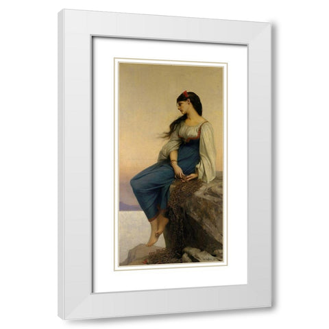 Graziella White Modern Wood Framed Art Print with Double Matting by Lefebvre, Jules Joseph