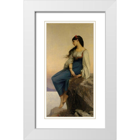 Graziella White Modern Wood Framed Art Print with Double Matting by Lefebvre, Jules Joseph