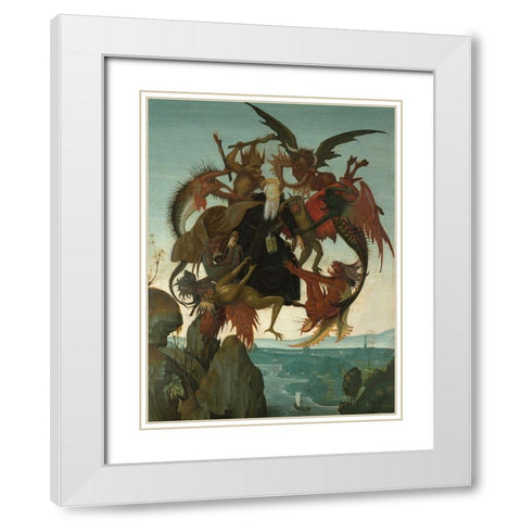 The Torment of Saint Anthony White Modern Wood Framed Art Print with Double Matting by Michelangelo