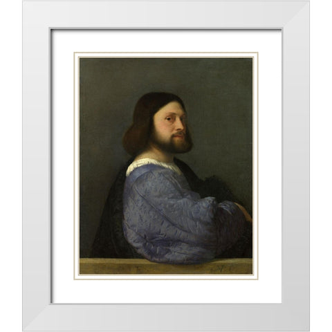 A Man with a Quilted Sleeve White Modern Wood Framed Art Print with Double Matting by Titian