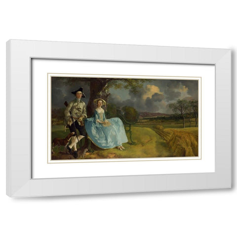 Mr and Mrs Andrews White Modern Wood Framed Art Print with Double Matting by Gainsborough, Thomas