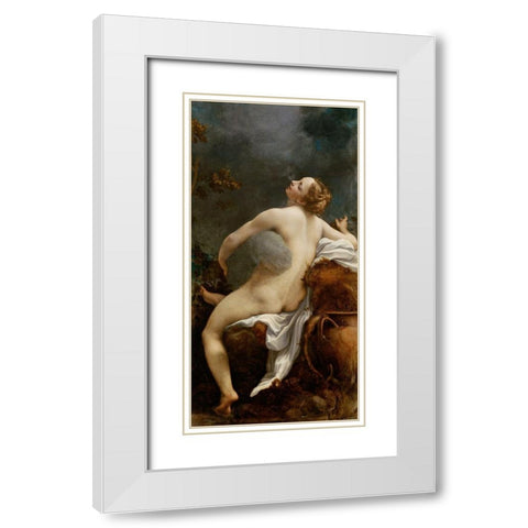 Jupiter and Io White Modern Wood Framed Art Print with Double Matting by Correggio
