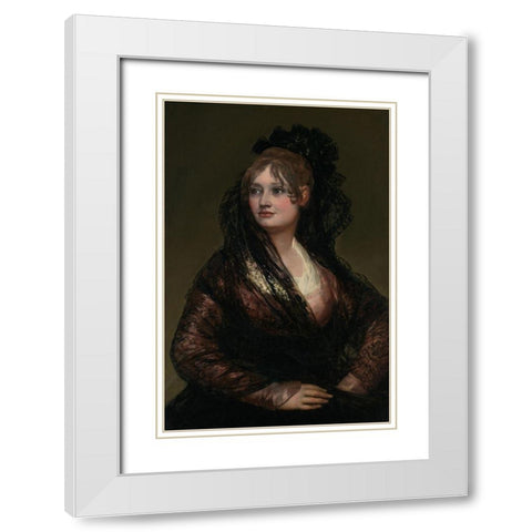 Portrait of Dona Isabel de Porcel White Modern Wood Framed Art Print with Double Matting by Goya, Francisco