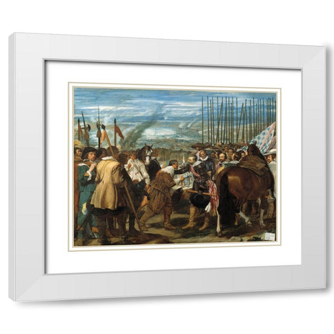 The Surrender of Breda White Modern Wood Framed Art Print with Double Matting by Velazquez, Diego