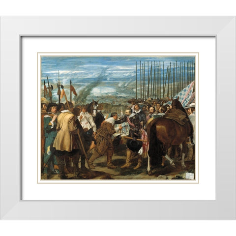 The Surrender of Breda White Modern Wood Framed Art Print with Double Matting by Velazquez, Diego