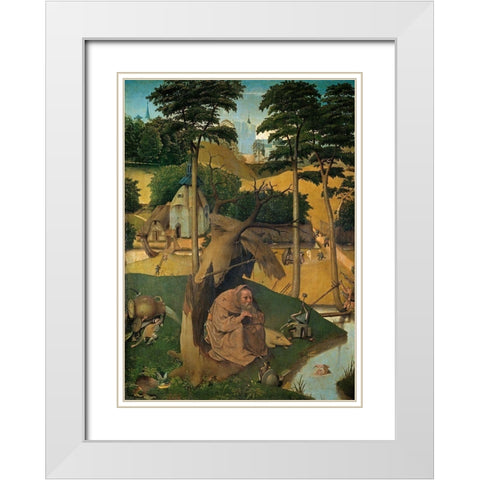 The Temptation of St Anthony White Modern Wood Framed Art Print with Double Matting by Bosch, Hieronymus