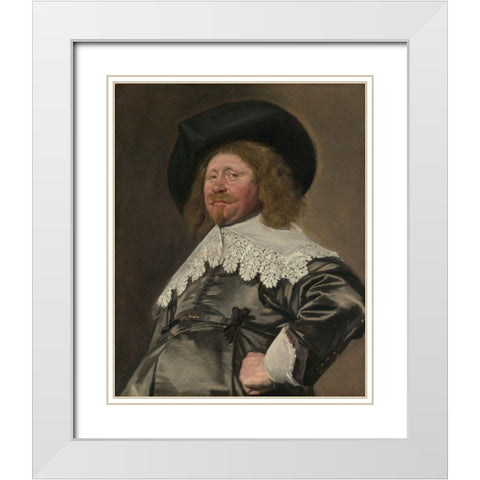 Claes Duyst van Voorhout White Modern Wood Framed Art Print with Double Matting by Hals, Frans