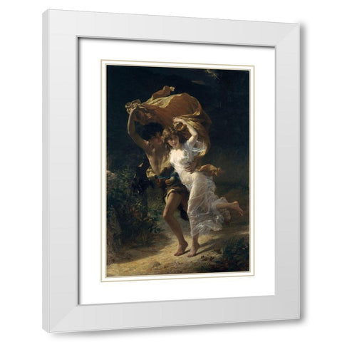 The Storm White Modern Wood Framed Art Print with Double Matting by Cot, Pierre Auguste
