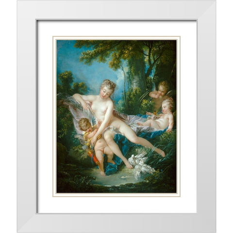Venus Consoling Love White Modern Wood Framed Art Print with Double Matting by Boucher, Francois
