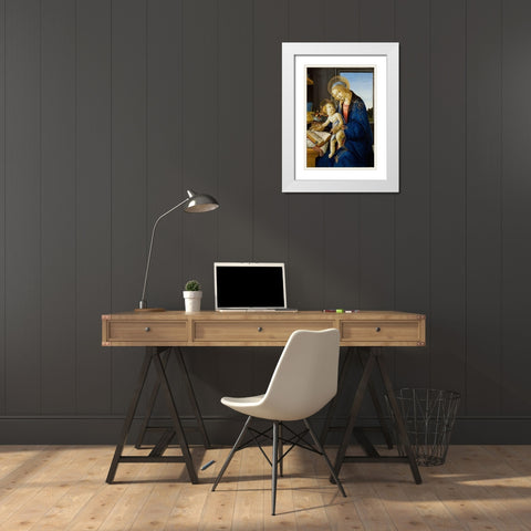 Madonna of the Book White Modern Wood Framed Art Print with Double Matting by Botticelli, Sandro