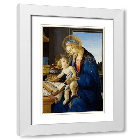 Madonna of the Book White Modern Wood Framed Art Print with Double Matting by Botticelli, Sandro