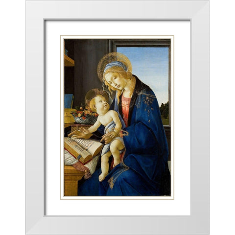 Madonna of the Book White Modern Wood Framed Art Print with Double Matting by Botticelli, Sandro