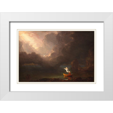 The Voyage of Life Old Age White Modern Wood Framed Art Print with Double Matting by Cole, Thomas