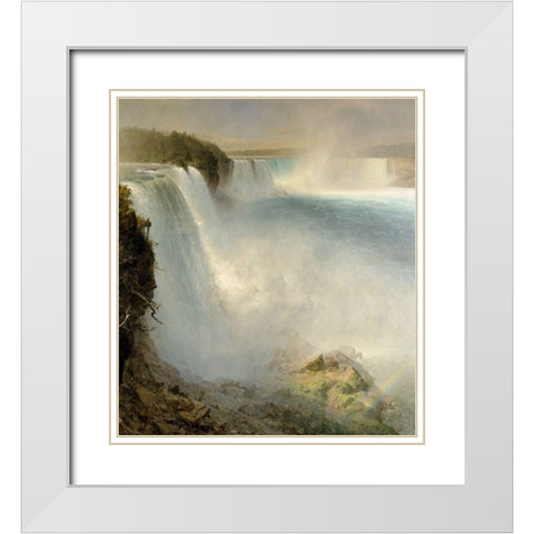 Niagara Falls, from the American Side White Modern Wood Framed Art Print with Double Matting by Church, Frederic Edwin