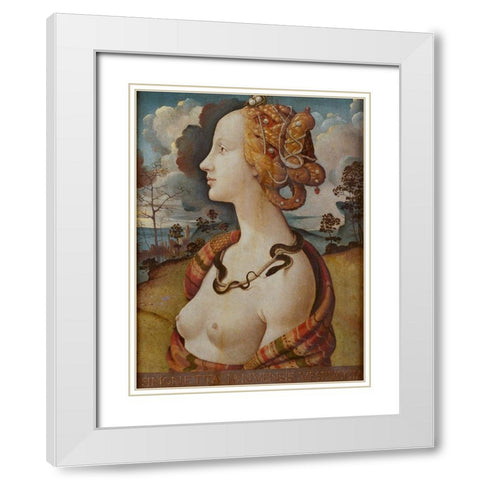 Portrait of Simonetta Vespucci White Modern Wood Framed Art Print with Double Matting by di Cosimo, Piero