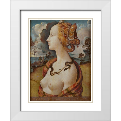 Portrait of Simonetta Vespucci White Modern Wood Framed Art Print with Double Matting by di Cosimo, Piero