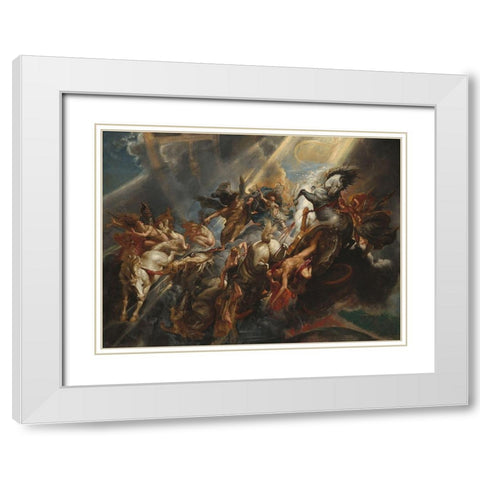 The Fall of Phaeton White Modern Wood Framed Art Print with Double Matting by Rubens, Peter Paul