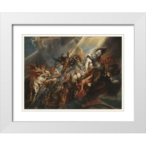 The Fall of Phaeton White Modern Wood Framed Art Print with Double Matting by Rubens, Peter Paul