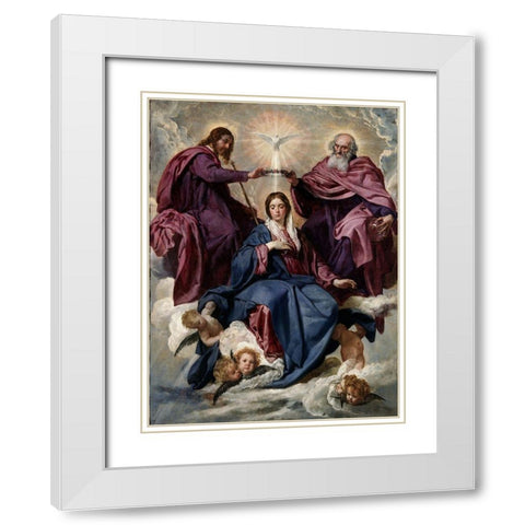 Coronation of the Virgin White Modern Wood Framed Art Print with Double Matting by Valazquez, Diego