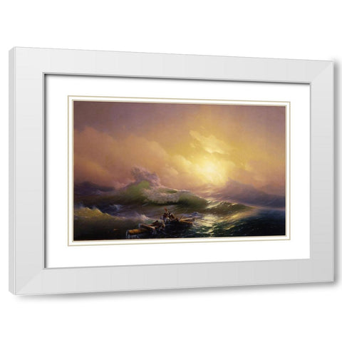 The Ninth Wave White Modern Wood Framed Art Print with Double Matting by Aivazovsky, Ivan