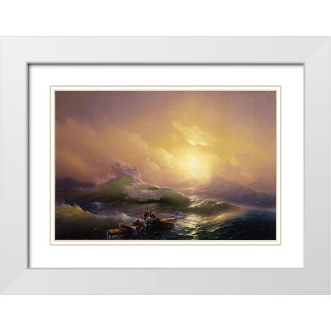 The Ninth Wave White Modern Wood Framed Art Print with Double Matting by Aivazovsky, Ivan