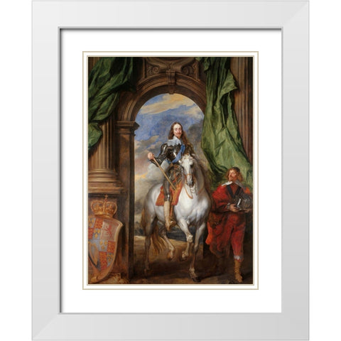 Charles I with M. de St Antoine White Modern Wood Framed Art Print with Double Matting by van Dyck, Anthony