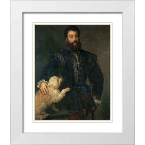 Portrait of Federico II Gonzaga White Modern Wood Framed Art Print with Double Matting by Titian