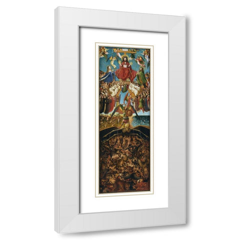 Crucifixion and Last Judgement diptych, right panel White Modern Wood Framed Art Print with Double Matting by van Eyck, Jan