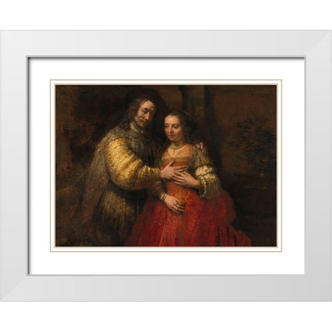 The Jewish Bride White Modern Wood Framed Art Print with Double Matting by Rembrandt