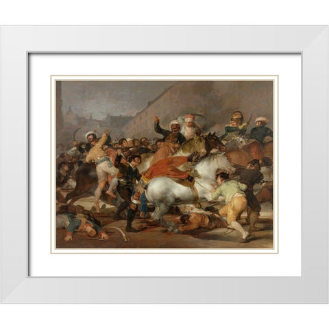The Second of May 1808 White Modern Wood Framed Art Print with Double Matting by Goya, Francisco