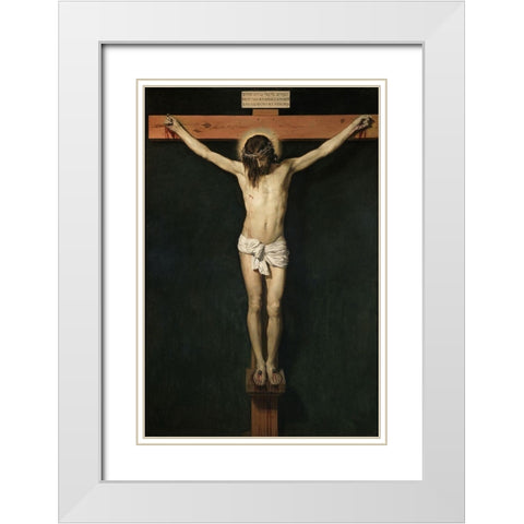 Christ Crucified White Modern Wood Framed Art Print with Double Matting by Valazquez, Diego