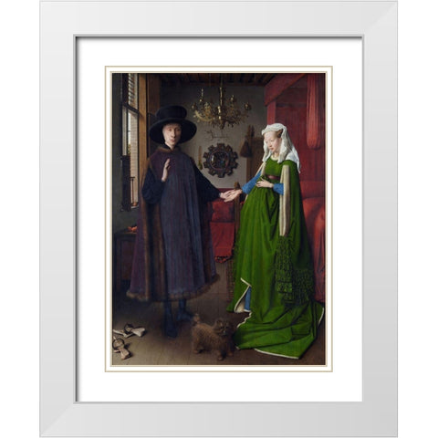 Arnolfini Portrait White Modern Wood Framed Art Print with Double Matting by van Eyck, Jan