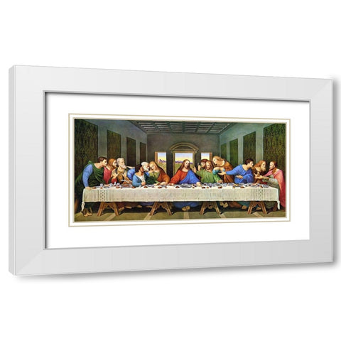 The Last Supper Original White Modern Wood Framed Art Print with Double Matting by da Vinci, Leonardo