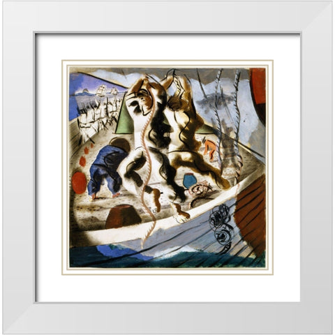 Discovery of the Land White Modern Wood Framed Art Print with Double Matting by Portinari, Candido