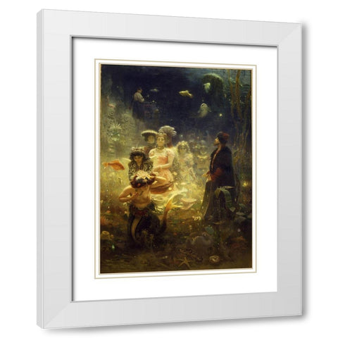 Sadko in the Underwater Kingdom White Modern Wood Framed Art Print with Double Matting by Repin, Ilya