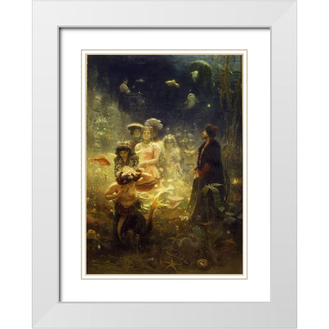 Sadko in the Underwater Kingdom White Modern Wood Framed Art Print with Double Matting by Repin, Ilya