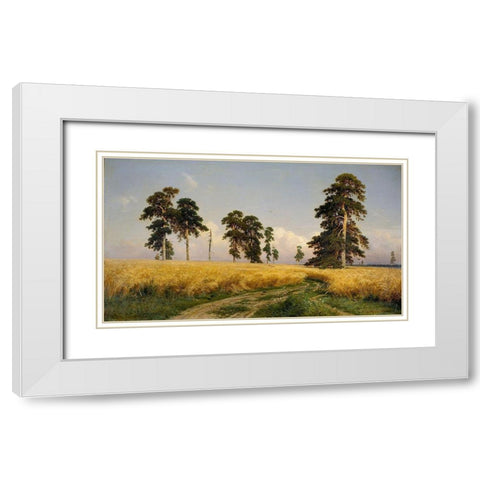 Rye Fields White Modern Wood Framed Art Print with Double Matting by Shishkin, Ivan