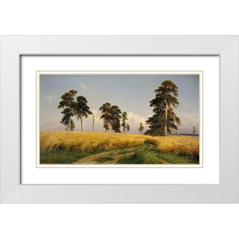 Rye Fields White Modern Wood Framed Art Print with Double Matting by Shishkin, Ivan