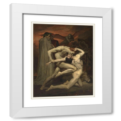 Dante and Virgil in Hell White Modern Wood Framed Art Print with Double Matting by Bouguereau, William-Adolphe