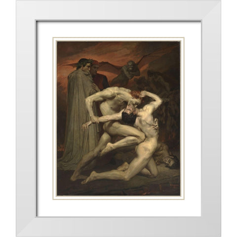 Dante and Virgil in Hell White Modern Wood Framed Art Print with Double Matting by Bouguereau, William-Adolphe