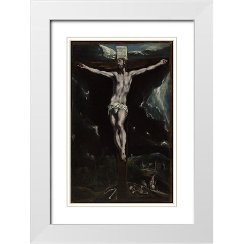 Christ on the Cross White Modern Wood Framed Art Print with Double Matting by El Greco