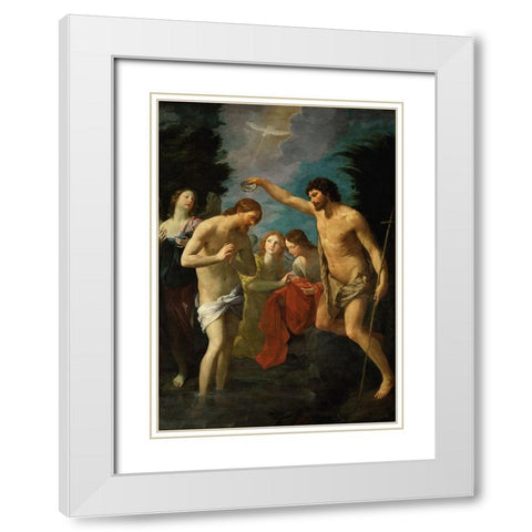 The Baptism of Christ White Modern Wood Framed Art Print with Double Matting by Reni, Guido