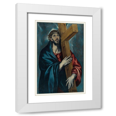 Christ Carrying the Cross White Modern Wood Framed Art Print with Double Matting by El Greco