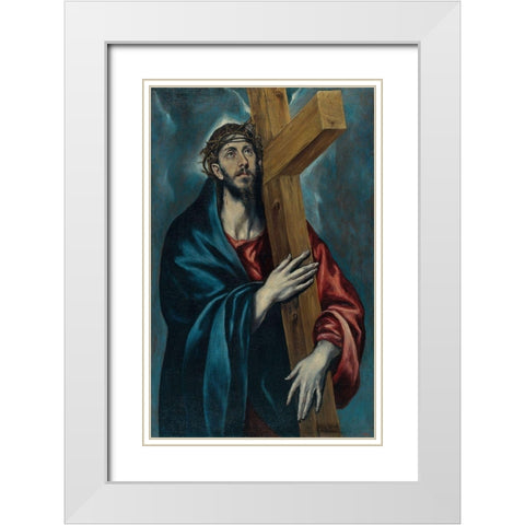 Christ Carrying the Cross White Modern Wood Framed Art Print with Double Matting by El Greco