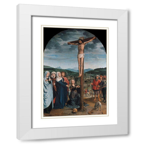 Christ on the Cross White Modern Wood Framed Art Print with Double Matting by David, Gerard
