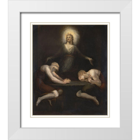 Christ Disappearing at Emmaus White Modern Wood Framed Art Print with Double Matting by Fuseli, Henry